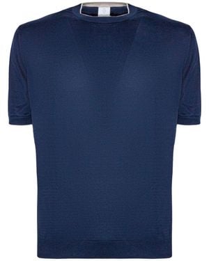Eleventy Crew Neck Short-Sleeve Knitted Top - Blue