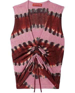 Altuzarra Jofur Ruched Tie-Dyed Knitted Top - Red