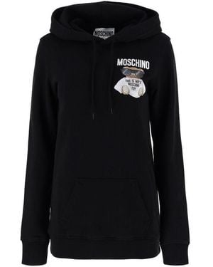 Moschino Teddy Bear-Print Hoodie - Black