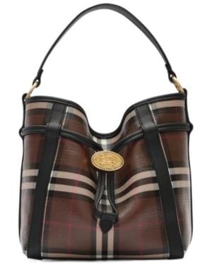 Burberry Mini Check Bucket Bag - Black