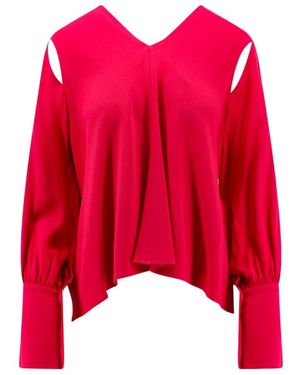 Erika Cavallini Semi Couture V-Neck Long-Sleeved Blouse - Red