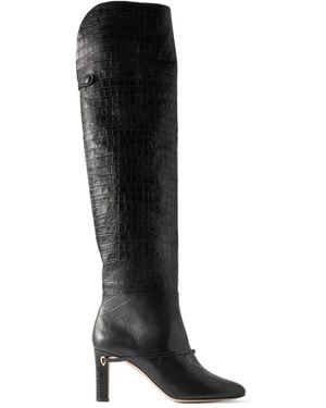 Jennifer Chamandi Stiletto Heel Tall Knight Knee High Boots - Black