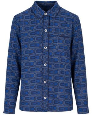 Laura Urbinati Geometric-Print Long-Sleeved Pyjamas Top - Blue