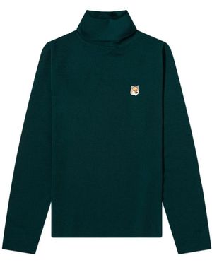 Maison Kitsuné Roll-Neck Wool Sweater - Green