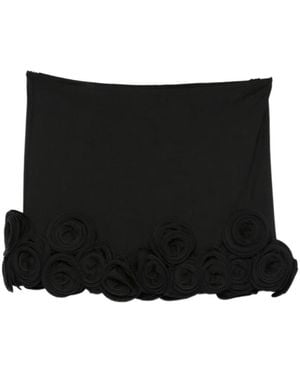 LaRevêche Floral-Appliqué Skirt - Black