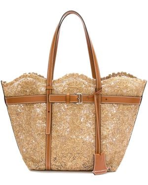 Ermanno Scervino Lace-Overlay Tote Bag - Natural