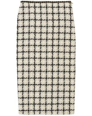Twinset Midi Bouclé Skirt With Check Pattern - White