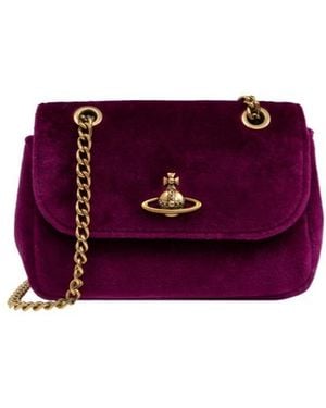 Vivienne Westwood Orb Plaque Velvet Shoulder Bag - Purple