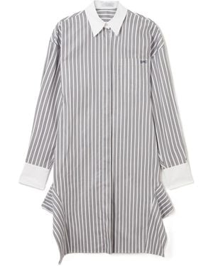 Stella McCartney Long-Sleeve Pinstripe Shirt Dress - Gray