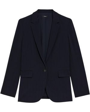 Theory Single-Breasted Plissé Blazer - Blue