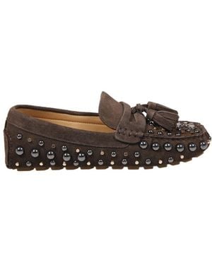 Strategia R51 Studded Tassel Flat Shoes - Brown