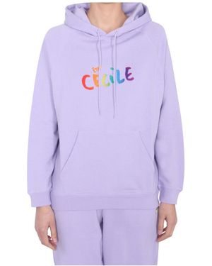 Être Cécile Être Cécile Logo Print Drawstring Hoodie - Purple