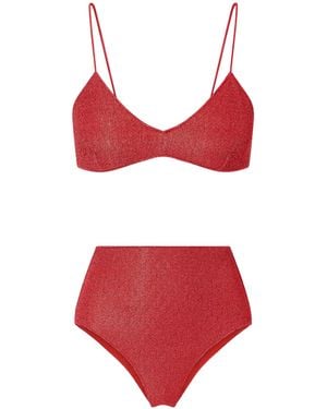 Oséree Lumière Metallic Lurex Bikini - Red