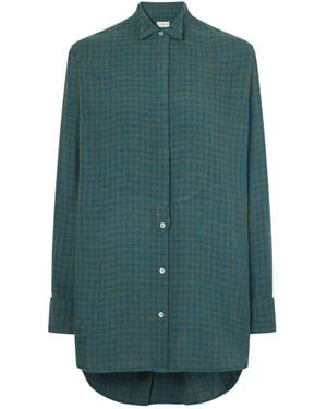 Dries Van Noten Panelled Checked Crepe Shirt - Green