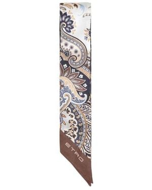 Etro Silk Twill Paisleyina With Floral Motif - White