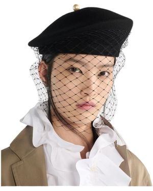 Dior Century Beret With Veil - Black