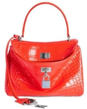 Balenciaga Rodeo Handbag Mini With Rhinestones - Red
