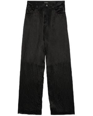 Balenciaga Crinkled Effect Baggy Trousers - Black