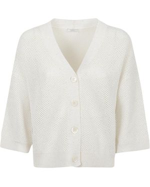 Peserico Open-Knit Cropped Cardigan - White