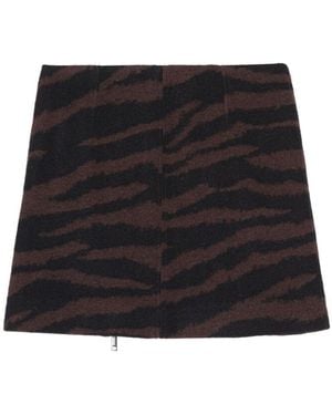 Ganni Tiger Jacquard High Waist Mini Skirt - Black
