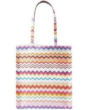 Missoni Striped Lurex Tote - White
