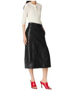 Bottega Veneta Intrecciato Leather Skirt - Black