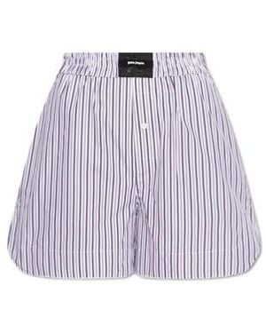 Palm Angels Striped Pattern Shorts - Purple