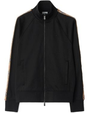 Burberry Check Trim Cotton Blend Track Jacket - Black