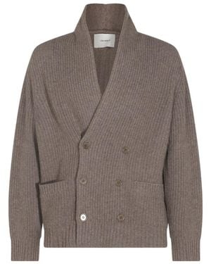 Lisa Yang Ribbed Double-Breasted Cardigan - Brown