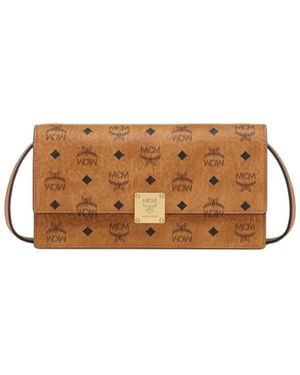 MCM Monogram-Pattern Clutch Bag - Brown