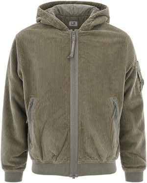 C.P. Company Corduroy Full-Zip Hoodie - Green