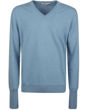 Ballantyne Plain Stitch Sweater - Blue