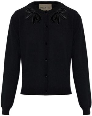 Valentino Long-Sleeve Cardigan - Black