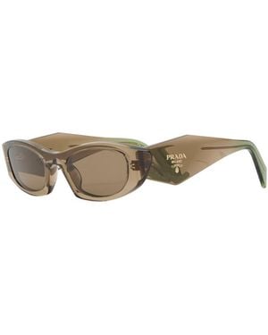 Prada Narrow Oval-Shaped Frame Sunglasses - White