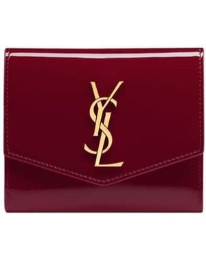 Saint Laurent Uptown Logo Plaque Wallet - Red