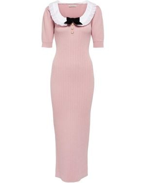 Alessandra Rich Embellished Cotton-Blend Midi Dress - Pink