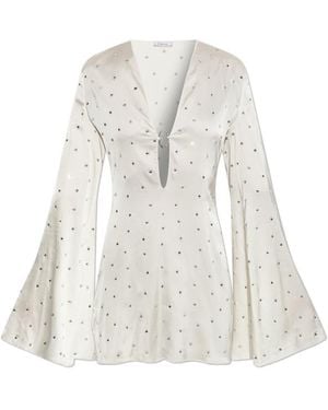 Oséree Oséree Crystal-Embellished Mini Dress - White