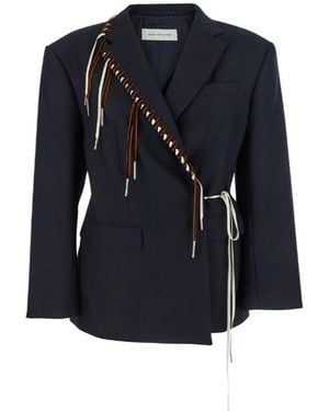 Dries Van Noten Tie-Fastened Tailored Blazer - Blue