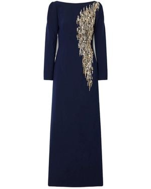 Jenny Packham Bead-Embellished Crepe Gown - Blue
