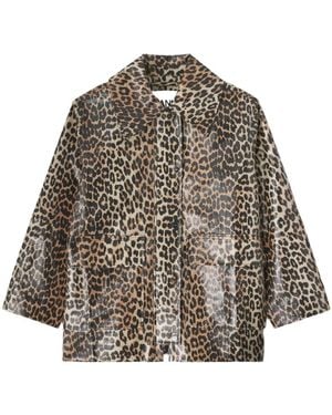 Ganni Laminated Canvas Printed Jacket - Grey