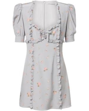 Alessandra Rich Floral Silk Crêpe De Chine Minidress - Grey