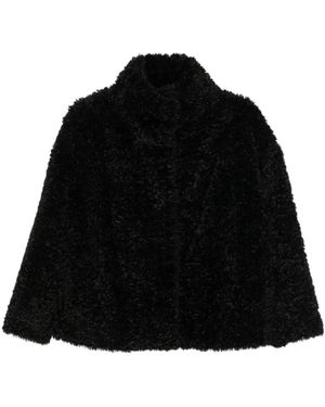 Herno Faux-Fur High-Neck Coat - Black