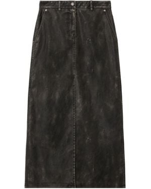 Palm Angels Curved Logo Coated Long Skirt - Black