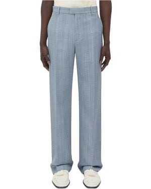 Bottega Veneta Embroidered Detailed Straight-Leg Trousers - Blue
