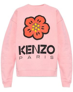 KENZO Logo Printed Crewneck Sweatshirt - Pink