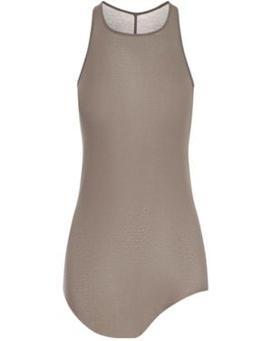 Rick Owens Cotton Top With Asymmetric Hem - Brown