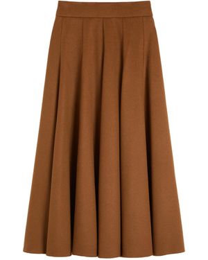 Max Mara 'S Pleated Midi Skirt - Brown