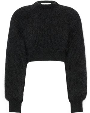 Max Mara Mélange Mohair Cropped Sweater - Black