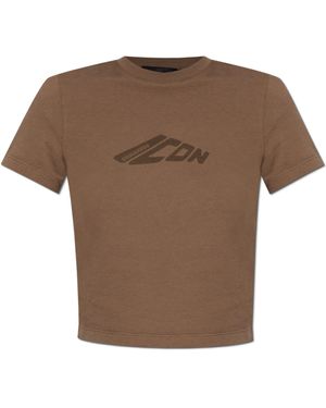 DSquared² Cropped Crewneck T-Shirt - Brown