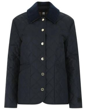 Burberry Diamond Quilted Buttoned Jacket - Blue